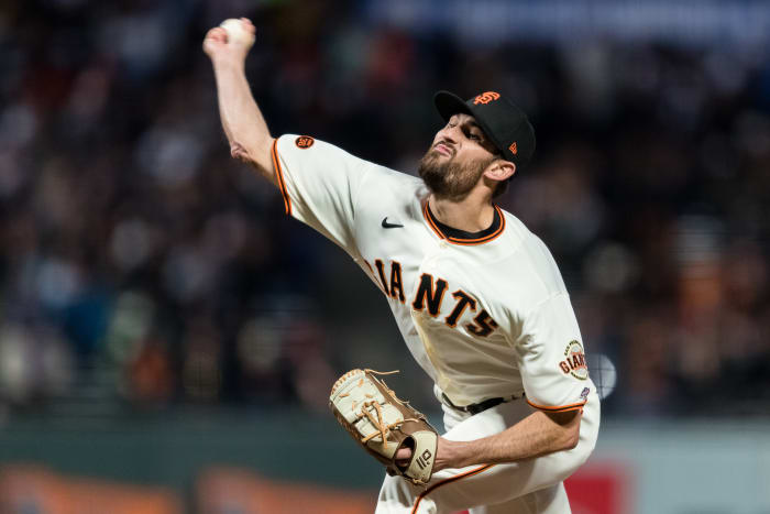 SF Giants starting pitcher Tristan Beck throws against the New York Mets. (2023)